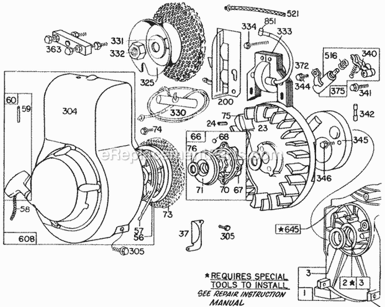 Blower HsgsRewindElect Diagram and Parts List for 111202-0112-99  Briggs and Stratton Engine